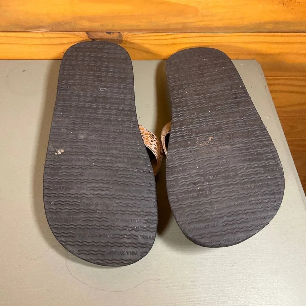 Yellow Box Womens Flip Flops Sandals Size 8 Brown Leopard Print Casual Slip On - Picture 9 of 10